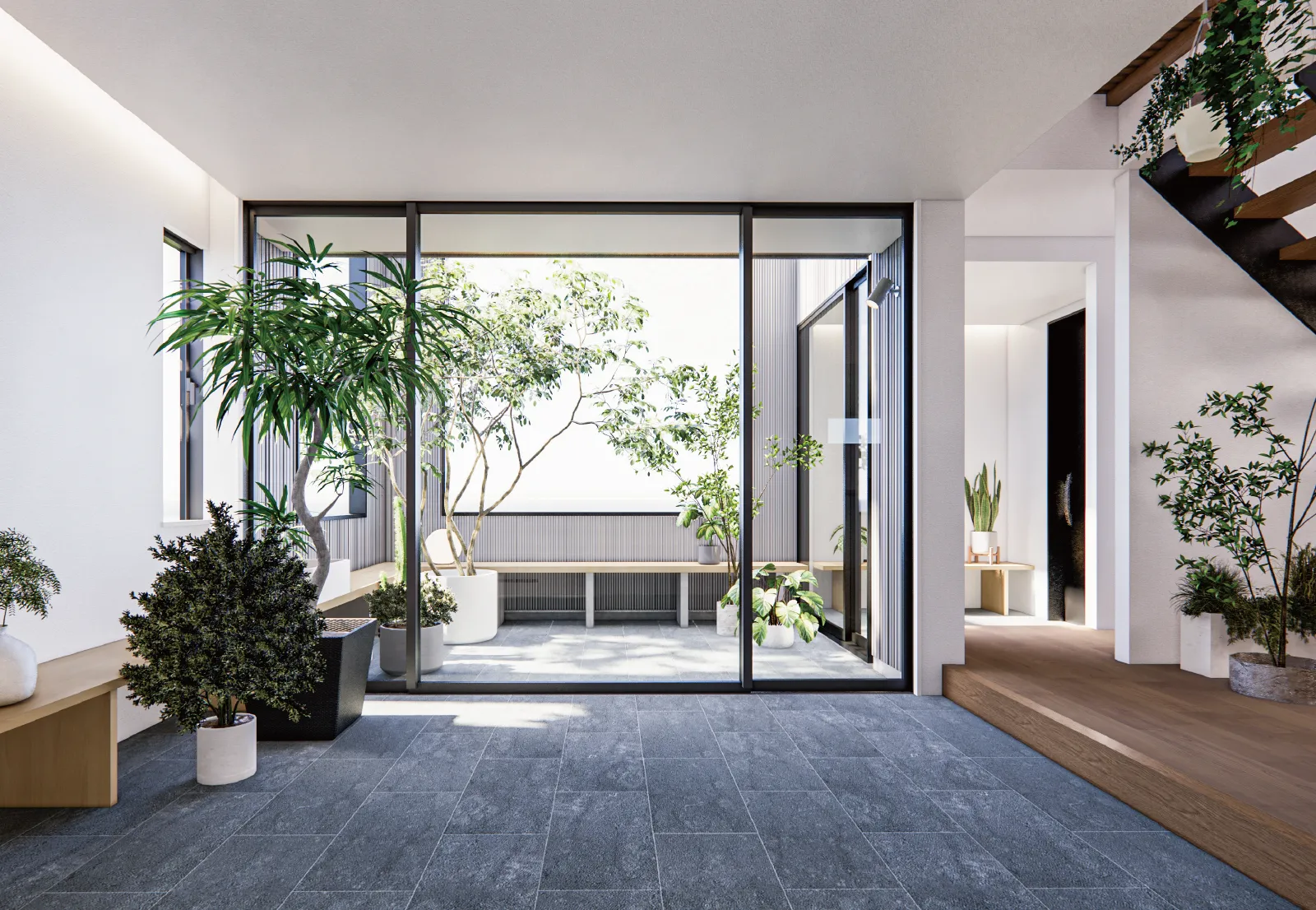 屋内外をつなぐ、植物との調和空間